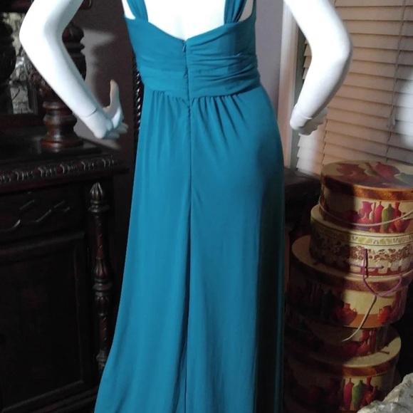 NWT AMSALE FULL LENGTH GOWN Teal Prom Wedding Halter Style - Picture 4 of 5